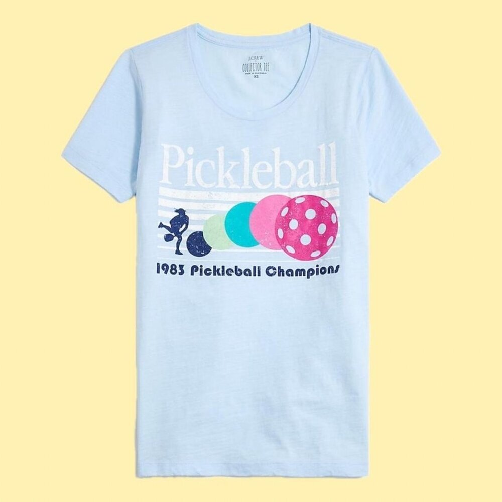 Vintage-Inspired J.Crew Pickleball Tee – Rare Graphic T-Shirt, Retro 1983 Sports